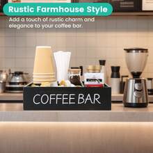 Organizador de estación de café con alfombrilla para café, organizador de barra de café para encimera, soporte de madera para cápsulas de café, organizador de almacenamiento de condimentos de café y té para accesorios de café