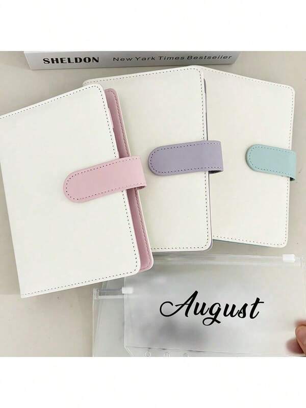 A6 PU Binder Weekly Monthly Zipper Bag Cash Budget Envelope Binder Ticket Receipt Storage Bag Wealth Management Gift Set 1 Cover + 12 Monthly Bags School Supplies,Back To School