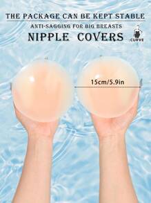 Plus Size Women's Silicone Nipple Covers, Invisible, Waterproof, Sweatproof, Adhesive Bra Pasties, Strapless Bra, Nude Feel, Suitable For Swimwear, Dresses, Pajamas, Bikini, Wedding Dress, Activewear, Reusable And Washable Nipple Covers