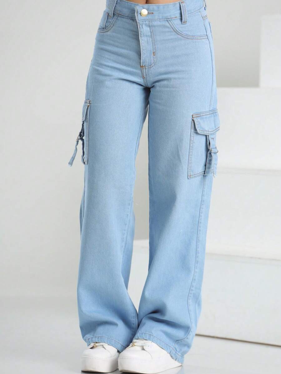 Calça infantil Jeans Menina Cargo Blogueirinha Street Moda Kids