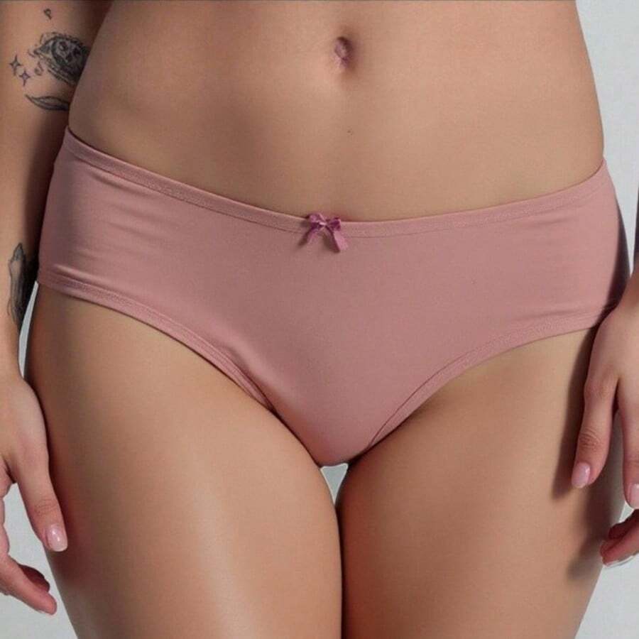Panty Básico de Algodón con Moño Decorativo - Corte Bikini - Rosa - Ver 1