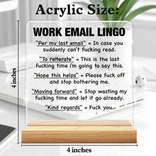 Funny Office Desk Decor, Sarcastic Work Gifts For Coworkers Colleagues Employees, Work Email Lingo Clear Desk Decorative Sign Humor Office Acrylic Sign Decoration - White - View 2