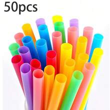 10/50/100/200 Pcs Colorful Plastic Straws, Multi-Color Drinking Straws, Long Coffee Straws, Cocktail Party Straws, Water Bottle Straws, Beverage Mixers, Straws Are Suitable For Home, Kitchen, Party, DIY Production