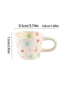 1 Set mehrfarbige, handbemalte Herz-Design Keramiktasse & Untertasse, bunte Muster mit "Liebe" Element - ideal für romantisches Frühstück oder gemütlichen Nachmittagstee, perfektes Geschenk für den Partner, Valentinstag, Jahrestag und andere süße Anlässe