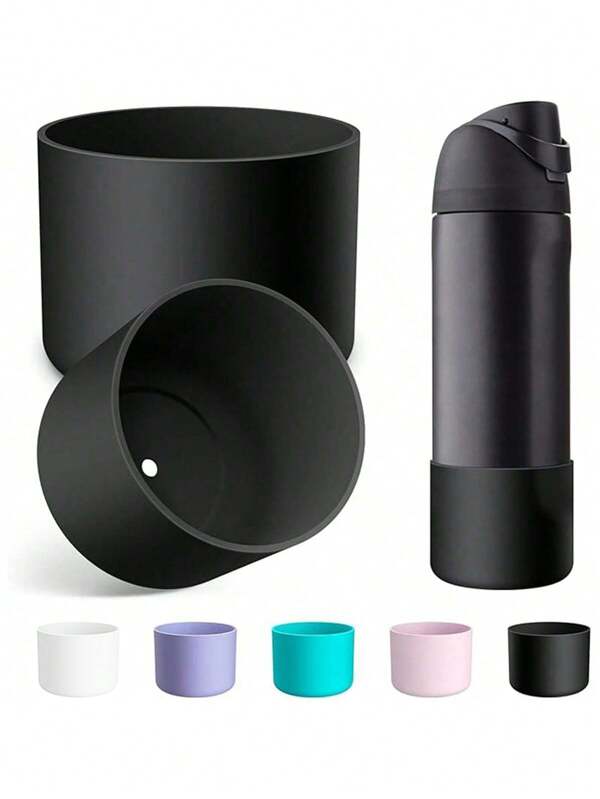 1 peça de capa protetora de silicone para garrafa de água de 24/32/40 oz, protetor antiderrapante adequado para copos, garrafas de água giratórias e dobráveis de aço inoxidável, tamanho 7,5-9 cm, material de volta às aulas