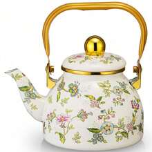 shoxil 1 件 1.2L/1.5L 搪瓷咖啡壶、茶壶、煮茶壶、家用煮茶壶、茶壶、大容量炉灶壶、适用于燃气/电磁炉/IH 炉灶、复古手冲壶、适合用电炉燃气煮茶和咖啡