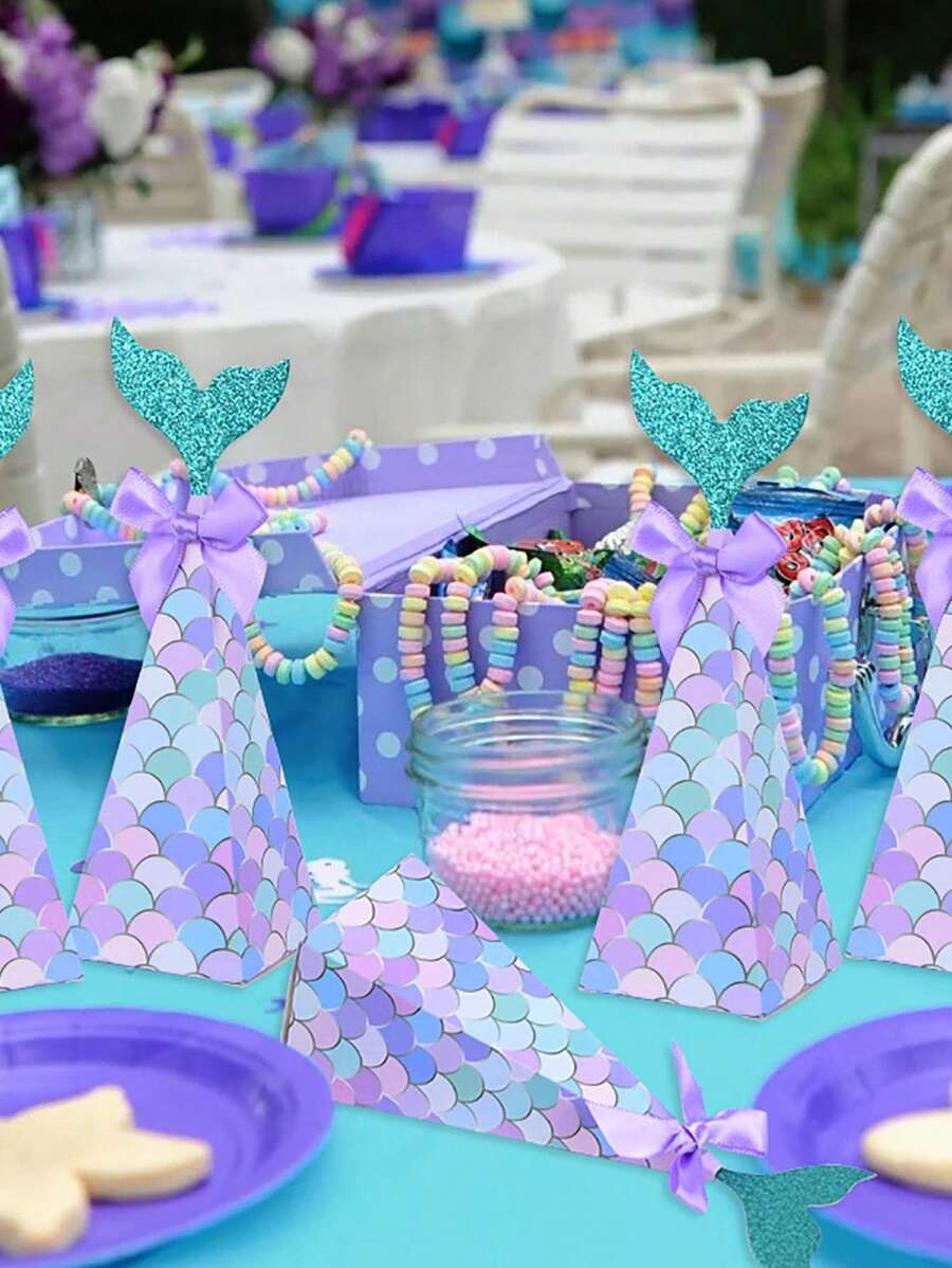 15-Piece Mermaid Tail Gift Boxes - Perfect For Halloween Candy Bags, Autumn Party Favors, Valentine's Day Celebrations!