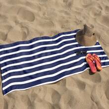 1pc Large-Sized Fine Striped Pattern Ultra-Fine Fiber Beach Towel, Multiple Colors And Styles To Choose From, Super Large Soft Gap, Swimming Pool, Beach, Travel And Camping Towel Blanket, Beach Blanket, Indispensable Accessory For Adult Women And Men's Lounge Chairs, Essential For Travel And Vacation, Festival Gift, Simple, Fashionable And Elegant