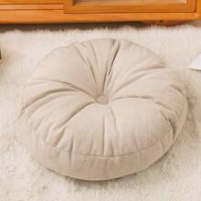 1 pieza Almohada redonda capitoneada de chenilla - Cojín grande para meditación para adultos, Tapete de yoga de poliéster brillante, Cojín para banco/silla de ventana, Uso multipropósito con bandeja para lectura