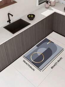1 pezzo Tappeto da pavimento per cucina di alta qualità in composito di diatomite grigio con strisce dorate, ammortizzante anti-affaticamento, assorbente, in gomma siliconica leggera, spessore 3 mm, adatto per cucina, bagno, ingresso, lavanderia