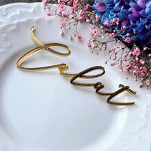 Gold Mirror Place Cards - Luxury Wedding Place Cards, Gold Mirror Labels, Laser Cut Name, Acrylic Wedding Cards, Customized Wedding Table Decor - Multicolor - View 6