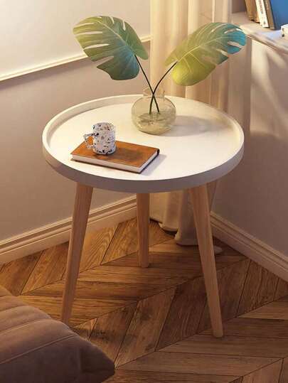 Simple Coffee Table Solid Wood Sofa Edge Table ,Sofa Side Small Round Table,Stable Side End Table For Living Room Bedroom Office Home Furnishing Decoration