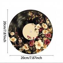 Decorative Floral Vinyl Record Design Metal Plaque, Circular 2D Printed Iron Decor, Retro Wall Art For Home, Kitchen, Garden, Office - Unique Christmas Gift, Vintage Metal Poster, Not Real Record - Multicolor - View 4