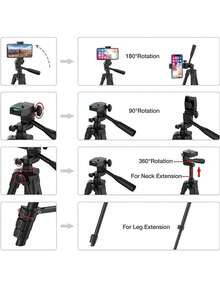 Multifunctional Portable Camera Tripod With Wireless Remote Control + Phone Holder + Carrying Bag, Suitable For Camera/Smartphone/GoPro