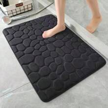 1pc Coral Velvet Stone Embossed Floor Mat, Non-Slip Door Mat, Solid Color Simple Bathroom Absorbent Foot Pad, Thickened Sponge Floor Mat
