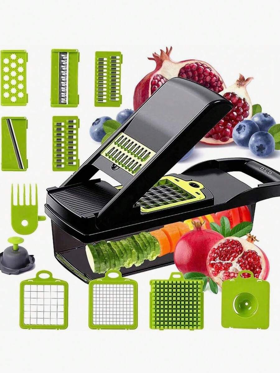 Pro Vegetable Chopper With Container, 8 Stainless Steel Blades For Onion/Potato/Salad Prep Essential, Dishwasher Friendly Space-Saving Kitchen Gadget - Vegetable Cutting - View 1