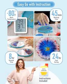 Kit de resina epoxi transparente Nicpro de 8 onzas, resina epoxi inicial segura para alimentos apta para manualidades, pintura en lienzo, moldes, pigmentos, joyería, recubrimiento y colada de resina - 8 onzas. - Ver 5