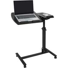 Mobile Laptop Stand Overbed Table Rolling Desk Cart Adjustable Sit-Stand Laptop Computer Desk Bedside Standing Desk,  Height Adjutable 24'' To 35''