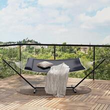 HomelyHues ​​Curved-Bar Hammock With Stand - Heavy Duty Hammock Frame, Detachable Pillow, Portable Carrying Bag, Perfect For Outdoor And Indoor Use - Dark Gray - View 4