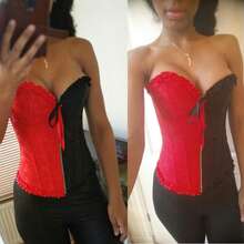 Palace Corset Tops For Women Sexy Lingerie Boned Oversbust Jacquard Shapewear Bustier Waist Trainer Top Push Up Bodysuit Plus Size - Khóa kéo màu đen và đỏ - Xem 6