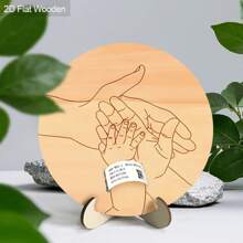 1 pieza Pulsera para recién nacido, ornamentos de madera redondos, signos para fiesta de revelación de género en el jardín o patio, adecuado para baby shower - Regalo personalizado para bebé, pulseras de recuerdo del embarazo, regalos del día del bebé para niños y niñas, regalos navideños para nuevos padres (con base de madera)