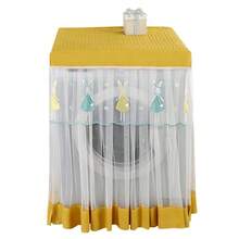 1PC Polyester Lace Automatic Washing Machine Dust Cover, Dust-Proof Universal Fit For 10kg Machines, Decorative Embroidered Floral Pattern Cover With Ruffled Organza Trim - Elegant Home Appliance Protection