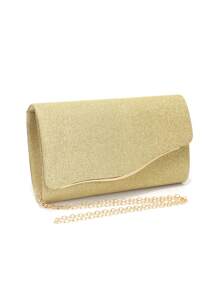 Bolso de embrague de plata para el Día de San Valentín, diseño en V con cadena metálica, con brillo y lentejuelas, bolso de fiesta para eventos, bodas y cenas, bolso de mano casual para dama