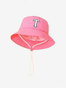 1 pieza Sombrero de cubo con estampado de letras para bebé/niño pequeño, versátil y adorable de moda, apropiado para niños y niñas de 2 a 3 años para uso diario