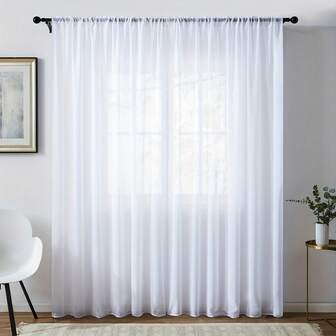 1 st vita chiffonggardiner i transparent, utformade för att filtrera ljus samtidigt som de är transparenta, lämpliga för sovrum, kontor, kök, vardagsrum, arbetsrum och heminredning.