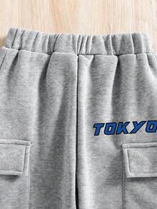 Ensemble Sweat-shirt col rond et pantalon de survêtement avec imprimé voiture pour garçon pré-adolescent - Gris - Voir 5