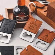 1pc Personalized Leather Bottle Opener, Groomsman Gift, Creative Groomsmen Gift, Wedding Gift, Engraved Bottle Opener Keychain, Custom Bottle Opener Keychain, Logo Bottle Opener, Bottle Opener Keychain, Gifts For Boyfriend, Gifts For Him, Birthday Gift