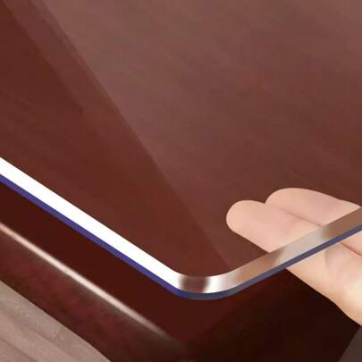 1 pieza Protector de mesa de vinilo, grosor de 1.5mm, semi-transparente, resistente a las manchas, impermeable, de unicolor, no textil, para comedores, mesas de café, escritorios - Decoración de Acción de Gracias