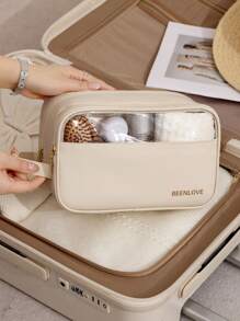1Pc PU Transparent Toiletry Bag, Minimalism Waterproof Wash Bag With Zipper, Skin Friendly Solid Color Makeup Storage Bag, Portable Stylish Travel Toiletry Bag, Multi-Functional Cosmetic Bag, Large Capacity Clear Bag, Simple Cute Zipper Storage Bag Handheld, Beach Bag, Beach Tote Inner Bag, Gift For Summer, Anniversary, Valentine's Day, Vacation, Business Trip, Daily Use, Holiday, Back To School New Style In 2025.