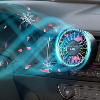 新款磁吸车载风扇USB炫酷炫彩灯高端碳纤维自由定向送风快速降温享受凉爽