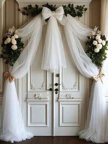 [Essential For Ceremonies] Elegant 10-Meter-Long White Tulle Drape Fabric - 100% Polyester Wedding Arched Curtain, Multi-Functional Tulle Background, Ceremony, Reception, Bride's Wedding Decoration, Anniversary Decoration, Machine Washable, Featherless, Suitable For Both Indoor And Outdoor Use, Wedding Decoration, Stage Dance Party Decoration - White - View 8