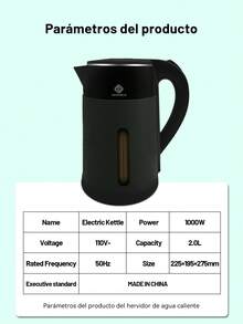Hervidor eléctrico interior de acero inoxidable, hervidor eléctrico de 2,0 L, apagado automático y protección contra sobrecalentamiento - Tipo de Enchufe A USA (110-127V) - Ver 12