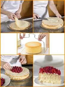 1 Stück Kuchenteilung und -schneidewerkzeug aus Edelstahl mit einer/zwei Linien, Kuchenschichten- und Scheibenschneider, Hilfe beim Brotschneiden, Backutensilie, Küchenartikel, kleines Küchengerät