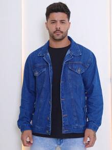 Men's Denim Jacket Men's Denim Jacket With Pockets - 普通深色洗滌 - 查看 4