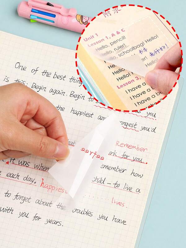8pcs/400 Sheets, 2/4 Books Transparent Sticky Notes, Student Memo Pads, Bookmarks Stickers, Minimalist Adhesive Notes, High-Quality Waterproof Sticker For Taking Notes, Leaving Messages, Schedules, Back To School Supplies Essentials Suitable For Students, Office Workers, Men, Women