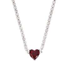 1 pièce Collier pendentif en forme de cœur en zircone coloré en acier inoxydable pour femme. Collier chaîne tennis en zircone de luxe brillante. Bijoux