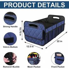 New  Car Trunk Organzier For Suv,Car Organziers And Storage With 6 Big Pocket,Car Accessories For Women/Men 50L Waterproof Polyester Trunk Organzier For Car/SUV/Minivan/Truck(Medium, Dark Blue) - 深藍色 - 查看 3