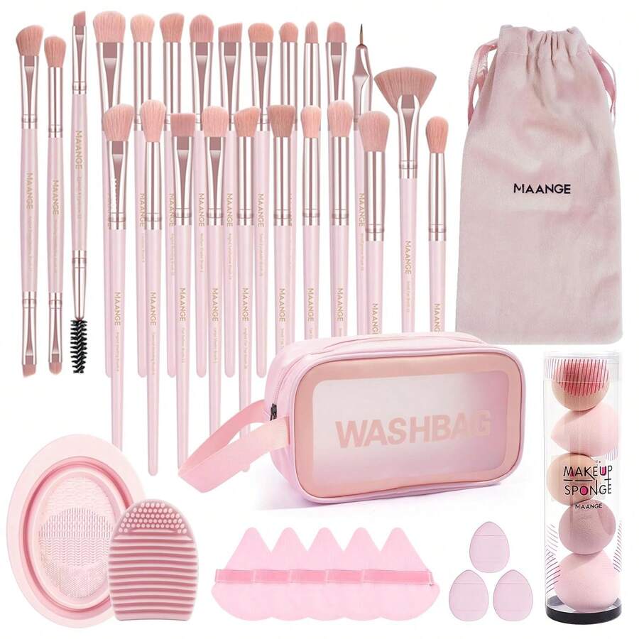 MAANGE Makeup Brushes 49 Pcs Makeup Kit, Multi-Functional Makeup Tool Set With Makeup Brush Foundation Brush Make Up Brushes Set (Black, 49 Piece Set) - 41pcs-pink - View 1