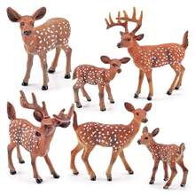 6pcs/16pcs Lifelike Reindeer Deer Animal Christmas Tree Ornament Model Set, Educational Toys, Home Decor, Tabletop Figurines, Holiday Gift