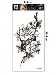 1 foaie de tatuaje temporare de dimensiuni mari pentru bărbați, model de șarpe, flori drăguțe, trandafir, tatuaj fals impermeabil, durează 2-5 zile, acoperă cicatricile, poate fi folosit pe brațe, încheietura mâinii, umeri, picioare, talie, gât, mână, piept, coapse, degete, potrivit pentru îmbrăcăminte corporală, vacanță, cadou, petrecere, festival de muzică - Negru - Vizualizare 6