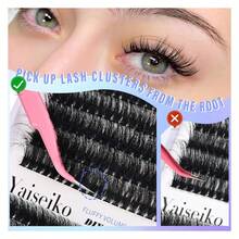 Fluffy Lash Clusters Thick Volume Individual Lashes 14-22mm Cluster Eyelash Extensions DIY Lashes Extension At Home By Yaiseiko 50D+80D+100D, 280pcs - Multicolor - View 3