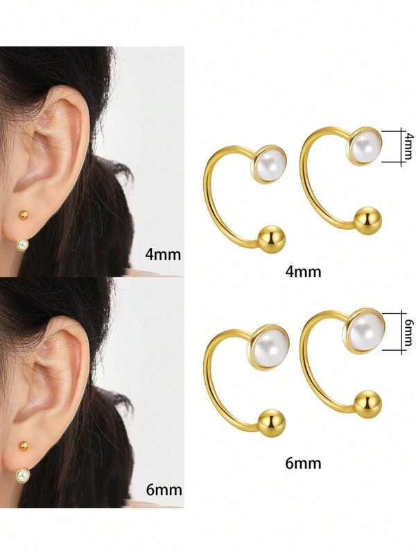 1 Pair Fashion U-Shaped Pearl Ear Clips, Simple & Elegant, Korean Style Punk Personalized Ear Accessory, Versatile For Daily Wear