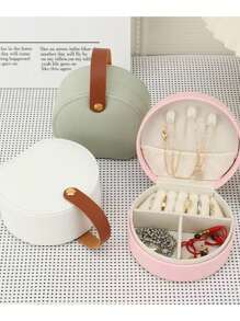 1pc Exquisite Jewelry Box, Creative Portable Ring, Ear Studs, Necklace And Earring Travel Jewelry Organizer, Simple Style.