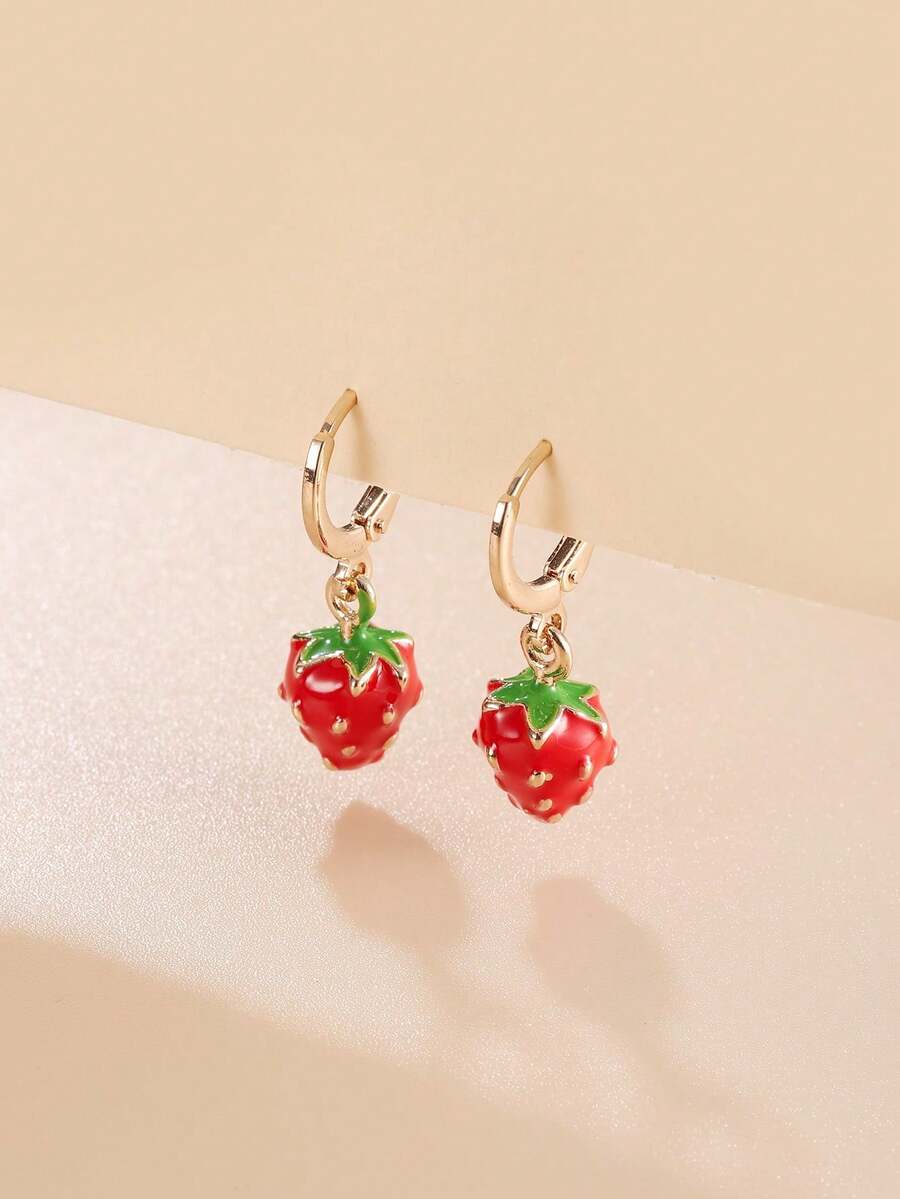 1 Pair Creative Strawberry Shaped Earrings, Ins Style - Multicolor - View 1