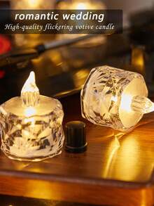 24Pack Flameless LED Tea Lights Candles Battery Operated, Flickering Lights For Yoga/Home/Wedding Decor, Holiday Gifts & Romantic Ambiance Decorate,Crystal Accented Plastic Candles For Indoor Decor, Perfect For Christmas, Parties,Outdoor,Table, Halloween,Anniversaries, Holidays And Proposals,Dining Room, Camping, Autumn Decoration, Harvest Day Decoration, Room Decoration, Bedroom Decoration(Warm White,Battery Included) (1.5" 1.9") - 彩色 - 查看 2