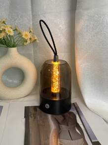 1pc Portable Camping Light, Transparent Lampshade, Touch Switch, Room Decorative Light, Flexible Outdoor Light For Hanging And Standing, Dimmable Camping Light, Rechargeable, Balcony Light, Camping Light, Outdoor Table Light